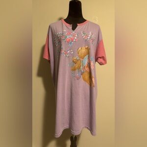 EUC Simply Basic Purple and Pink Love Bear Nightgown One Size